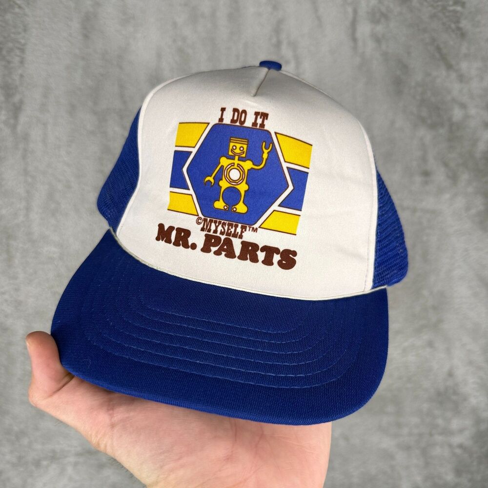Vtg Robot Hat Snapback Trucker Cap I Do It Myself Mr Parts Foam Mesh Back 90s